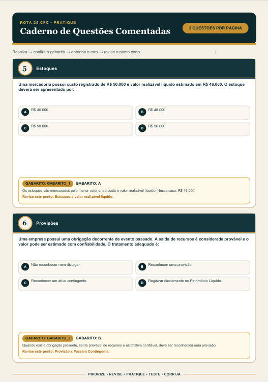 Amostra de material de revisão da Rota 25
